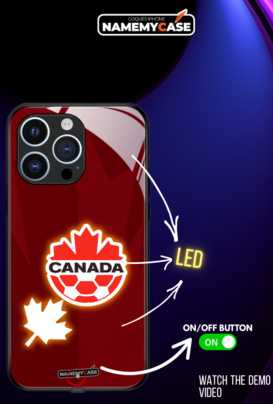 LED Light-Up iPhone Case - Canada World Cup Jerseys