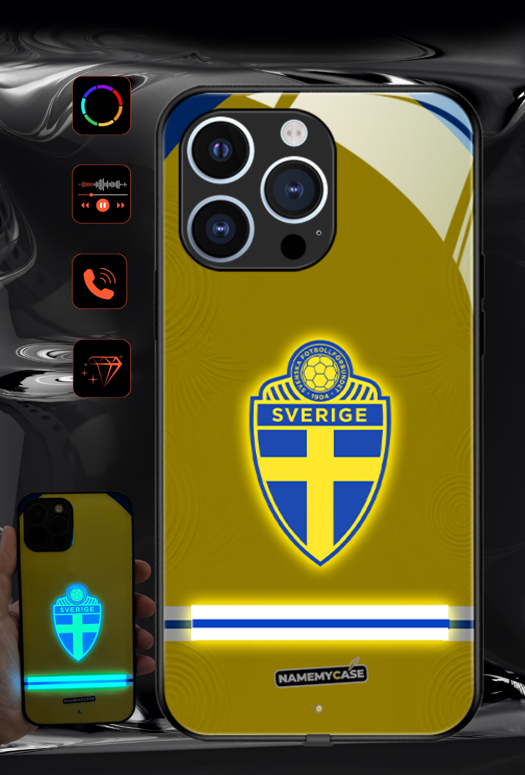 LED Light-Up iPhone Case - Sweden World Cup Jerseys