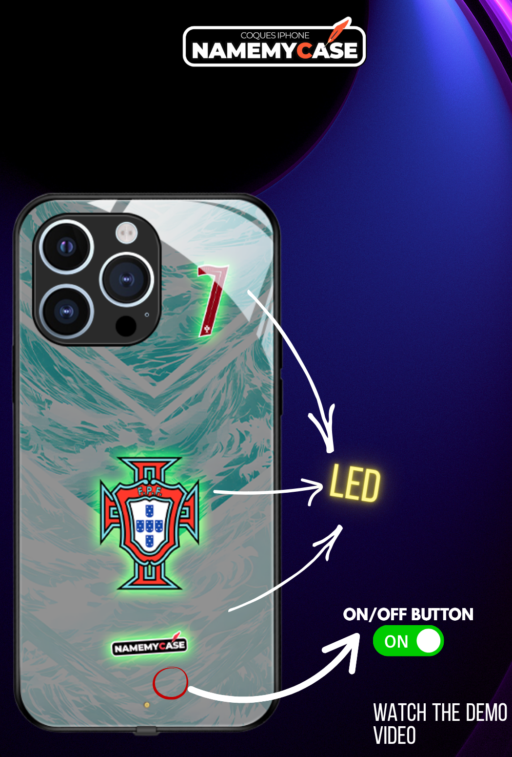 LED Light-Up iPhone Case - World Cup Jersey Portugal