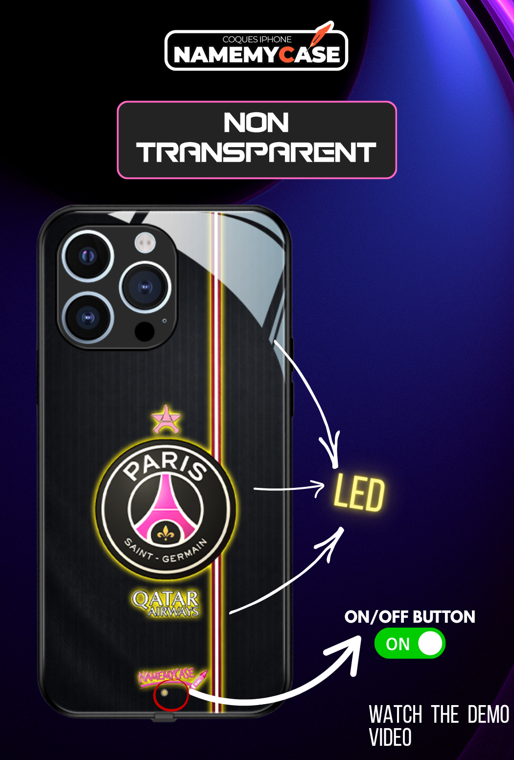 LED Light-Up iPhone Case- PSG Pink
