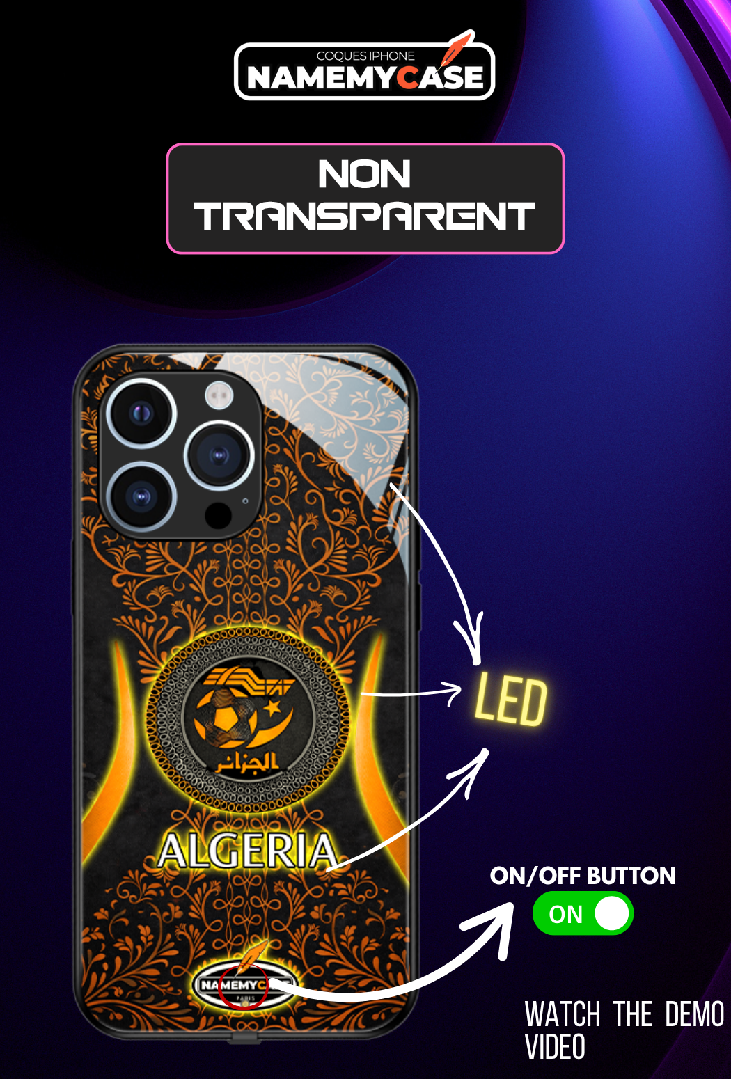 LED Light-Up iPhone Case- Algeria Orange