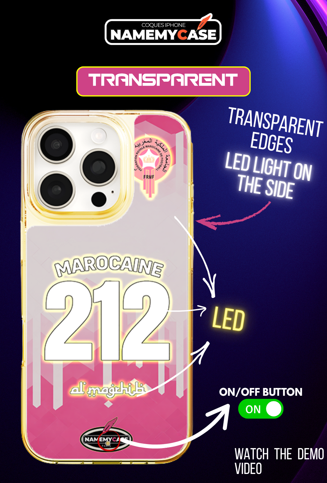 LED Light-Up iPhone Case- 212 Moroccan